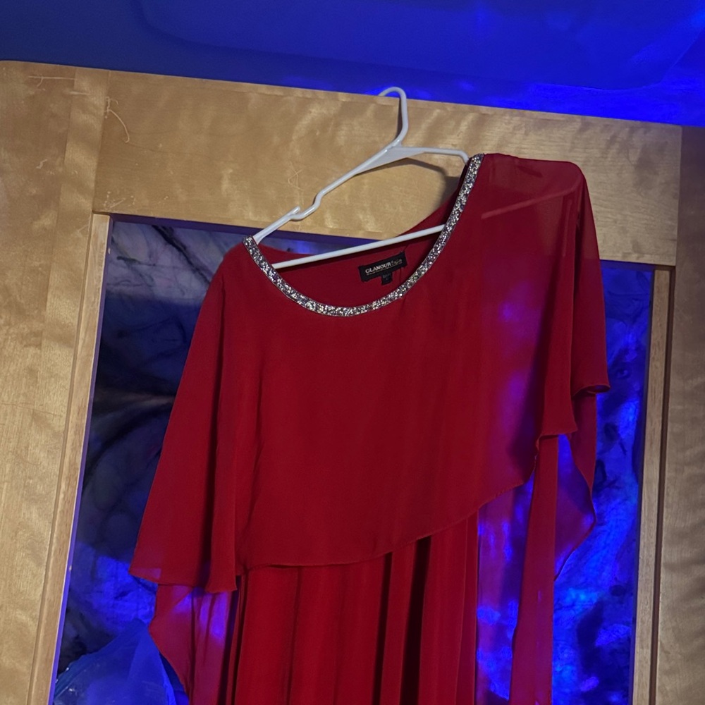 Elegant Red Dress with Rhinestone Detail